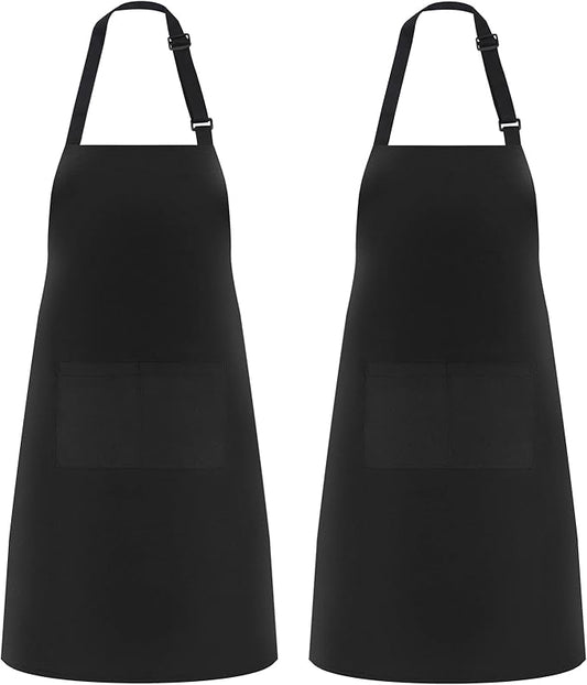 NLUS 2 Pack Kitchen Cooking Aprons, Adjustable Bib Soft Chef Apron by NLUS