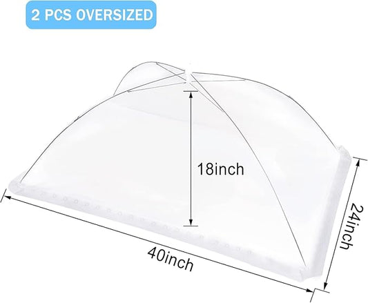 JULBEAR 2 Pcs 40x24inches Extra Large Mesh Food Cover Tent Umbrella Food Screen - Image 2