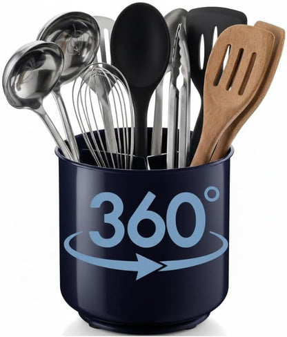 Cooler Kitchen Jumbo Plastic Rotating Extra Large Utensil Holder Crock by CoolerKitchen