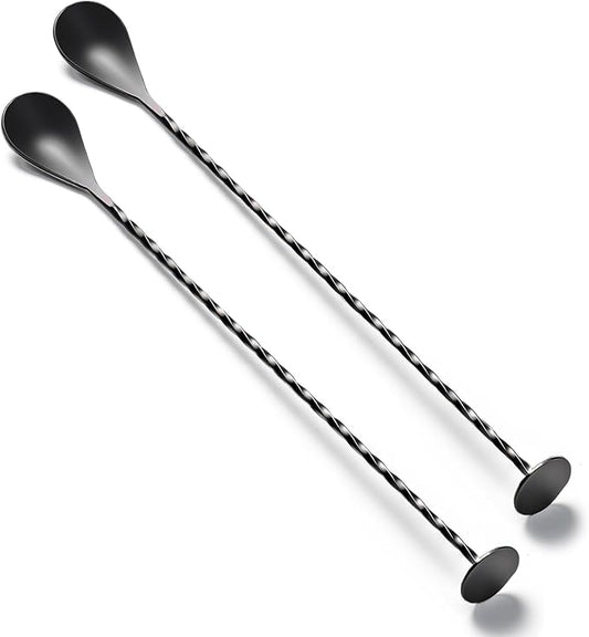 BRIOUT 2 Pcs Bar Spoon, 12 Inches Long Handle Drink Stirrer, Stainless Steel by Briout