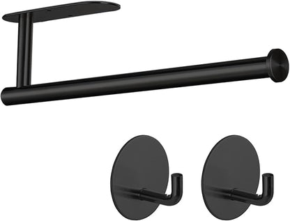 Paper Towel Holder with 2 Hooks-Under Cabinet Paper Towel Holder by Kinbery