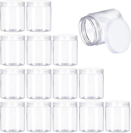 15 Pack 6oz Clear Plastic Jars Wide-mouth Storage Containers, Refillable Empty by Panxxsen