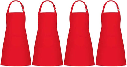 Jubatus 4 Pack Bib Aprons with 2 Pockets Cooking Chef Kitchen Apron by Jubatus