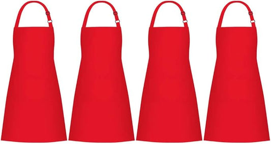 Jubatus 4 Pack Bib Aprons with 2 Pockets Cooking Chef Kitchen Apron by Jubatus