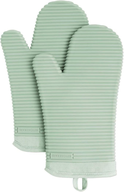 KITCHENAID Ribbed Soft Silicone Oven Mitt 2-Pack Set by KitchenAid