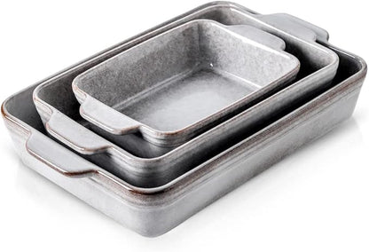 KOOV Bakeware Set, Ceramic Baking Dish Set, Rectangular Casserole Dish Set by KOOV