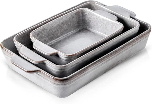 KOOV Bakeware Set, Ceramic Baking Dish Set, Rectangular Casserole Dish Set by KOOV