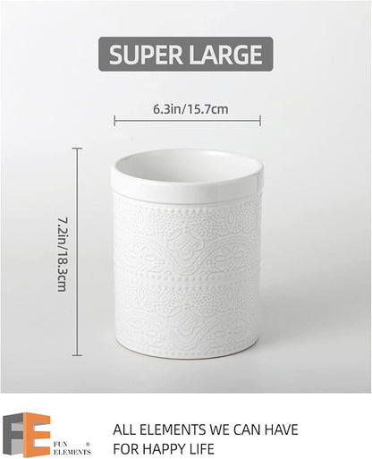 FUN ELEMENTS Kitchen Utensil Holder, 7.2" Super Large Utensil Crock Heavy and - Image 5