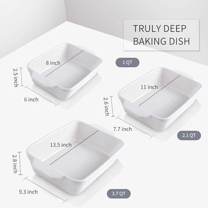 KOOV Bakeware Set, Ceramic Baking Dish Set, Rectangular Casserole Dish Set - Image 3