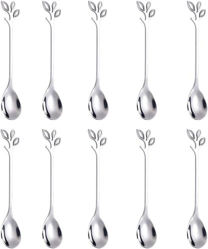 AnSaw Elegant Silver Leaf Coffee Spoons by AnSaw