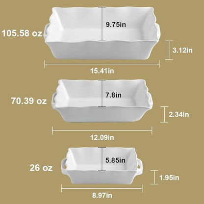 Sweejar Casserole Dishes for Oven, Ceramic Bakeware Set of 3, Rectangular - Image 2