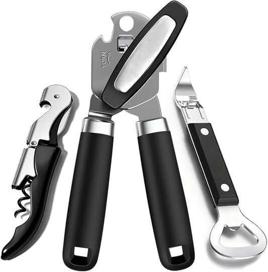 3PCS Can Opener Manual & Bottle Opener & Wine Opener, Smooth Edge Can Openers by Unknown