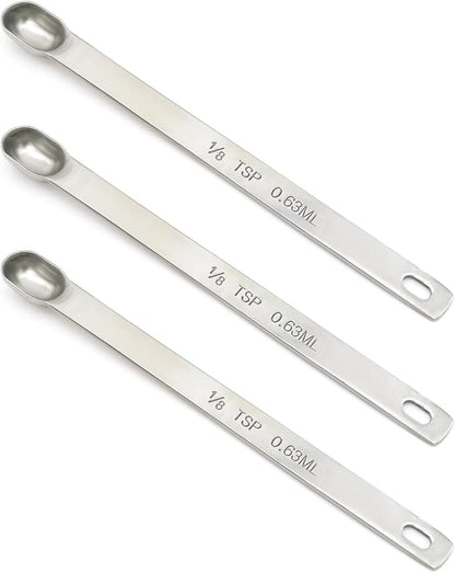 3PCS 1/8tsp Single Measuring Spoon, Stainless Steel Long Handle Individual by BERYLER