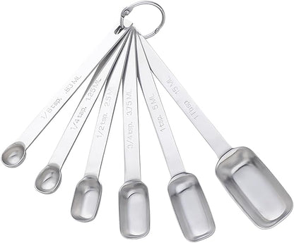 DOCBLACK 6PCS Measuring Spoons Set, Premium Heavy Duty Stainless Steel Metal by BOCBLACKKITCHENACCESSORIES