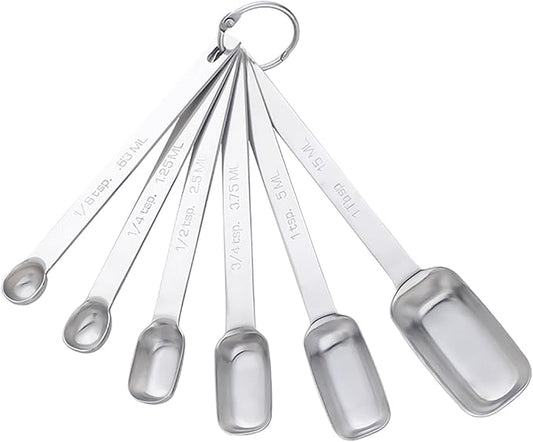 DOCBLACK 6PCS Measuring Spoons Set, Premium Heavy Duty Stainless Steel Metal by BOCBLACKKITCHENACCESSORIES
