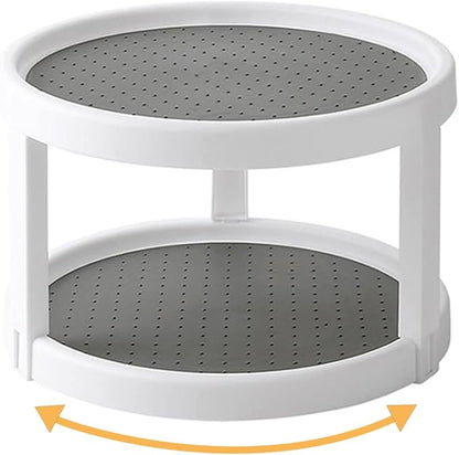 Lazy Susan Organizer, 2 Tier Non Skid Spice Rack Turntable, 360 Degree Rotating by Kozloskyi