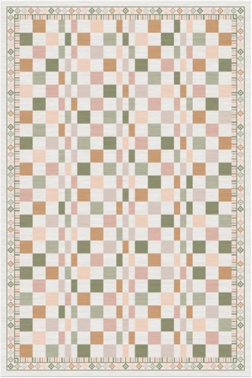 GarveeHome 5x7 Checkered Rug for Nursery Room Modern Bordered Colorful Accent by GarveeHome