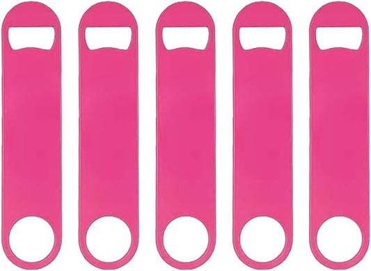 5 Pcs Pink Stainless Steel Heavy Duty Flat Bottle Openers, 7 Inch Solid Beer by Unknown