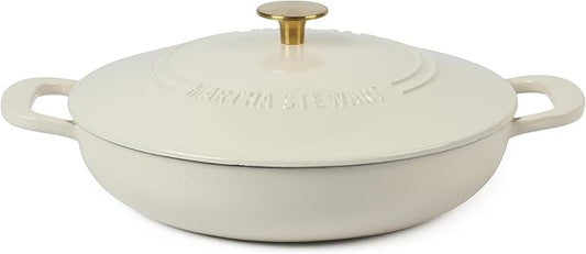 Martha Stewart Gatwick 3.5-Quart Enameled Cast Iron Dutch Oven Braiser – Linen by MarthaStewart