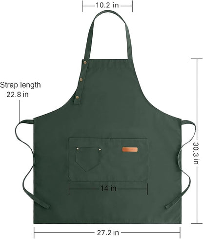 Apron for Men Women with Adjustable Straps and Large Pockets, Canvas Cotton - Image 6