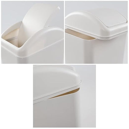 3.5 Gallons/14 Liter Small Trash Can, Plastic Swing Lid Garbage Bin，9.8" x 6.6" - Image 3