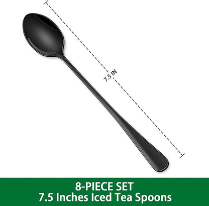7.5 Inches Black Coffee Stirring Spoons Set, Long Handle Mixing Spoons - Image 2