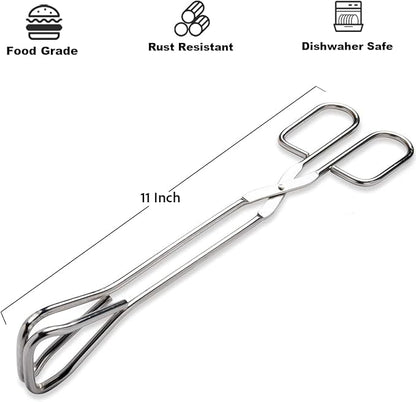 Hiash 11" Heavy Duty Stainless Steel Kitchen Scissor Tongs - Image 2
