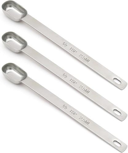 3PCS 1/2tsp Single Measuring Spoon, Stainless Steel Long Handle Individual by BERYLER