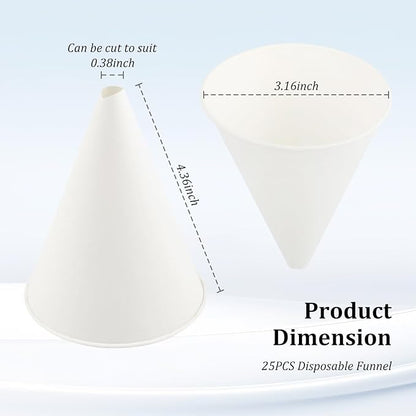25PCS Disposable Funnels for Automotive Use, 6 oz Paper Engine Oil Funnel for - Image 2