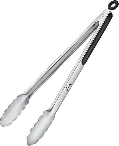 Hotec Stainless Steel Kitchen Tongs, 16 Inch Extra Long Locking Metal Food Tongs by Hotec