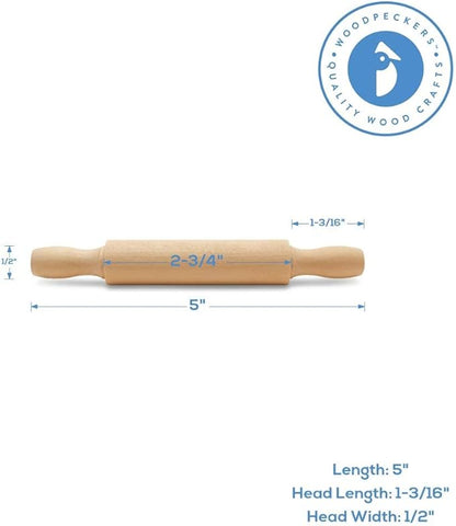 Wooden Mini Rolling Pin, 5 Inches Long, Crafting and Imaginative Play, by - Image 2