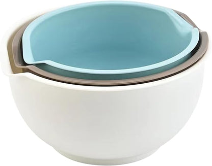 Set of 3 Mixing Bowls with Pour Spout-Nesting Design Saves Space by Cheeren