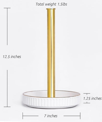 VROOMIUM Gold Paper Towel Holder Countertop, Ceramic Base Easy-to-Clean - Image 3