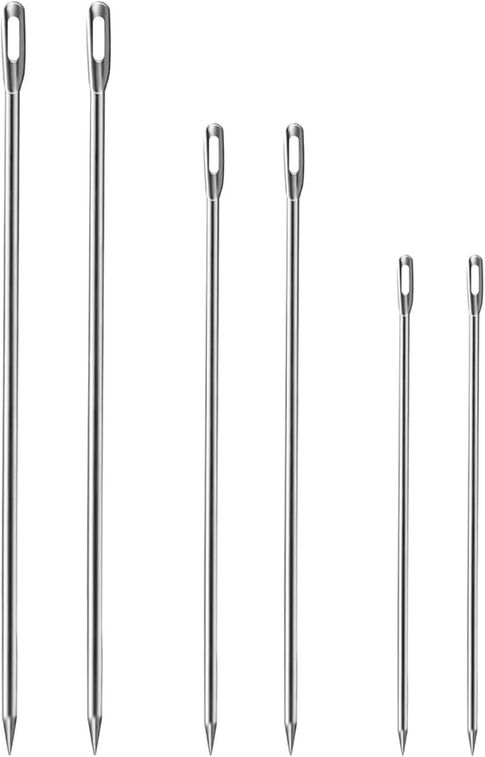 Ofargo Meat Trussing Needles, Roasting Trussing Needles for Lacing Roast Turkey, Chicken, Pork Skin, Whole Hog, Lamb, and Rotisserie Pig; Two of Each Size 4.9/5.7/7inch, 6pcs in All