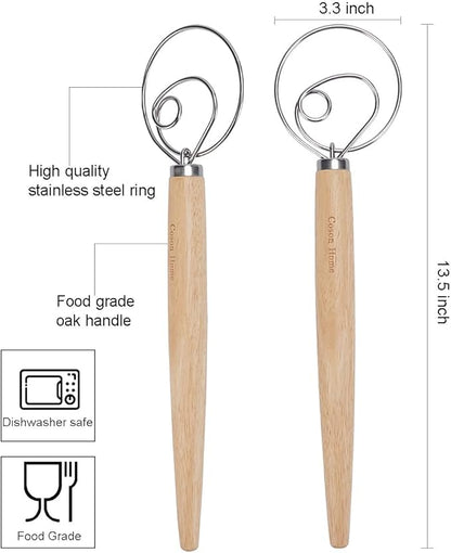Pack of 2 Danish Dough Whisk, Kitchen Baking Flour Mixing Tool - Image 6