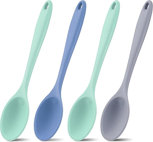 Shappy 4 Pieces Silicone Cooking Spoons 10.6 Inch Heat Resistant Kitchen Spoons by Shappy