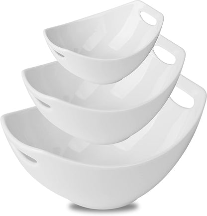 Gomakren Serving Bowls with Handles, Serving Dishes, Porcelain Salad Bowls by Gomakren