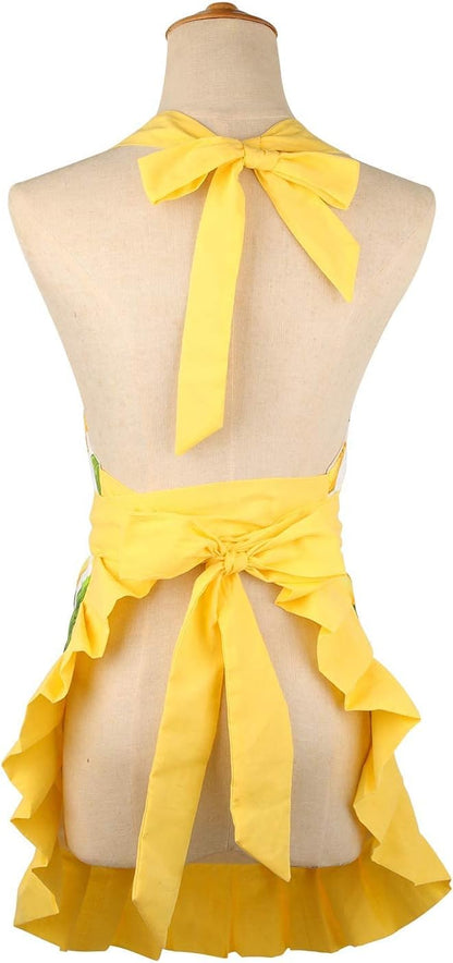 G2PLUS Thick Lemon Cotton Apron, Kitchen Apron - Image 4