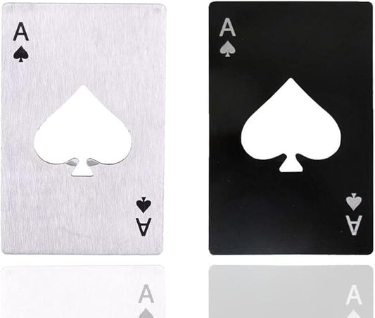 Gadgetime USA 2 piece set black and Silver Poker Card Beer Bottle Opener by Gadgetime+USA