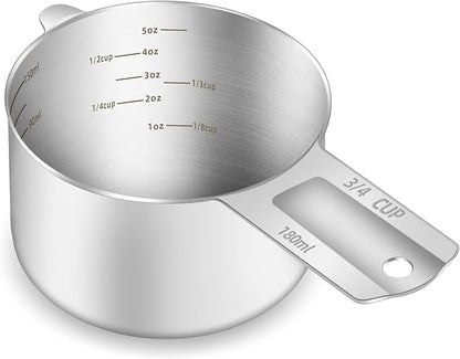 1PCS 3/4Cup Single Measuring Cup, Etched Inner Scale Stainless Steel Measure by BERYLER