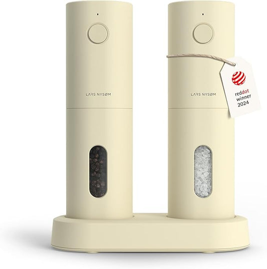LARS NYSØM Electric Salt and Pepper Grinder Set, USB Rechargeable, Automatic by LN