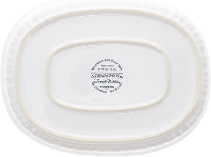 CorningWare FS2 2.5qt/2.35L Oval French White Casserole Dish & DC1.5C 1-1.75L - Image 4