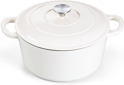 E-far Dutch Oven Pot with Lid, 5 Quart Enameled Cast Iron Round Dutch Oven by E-far