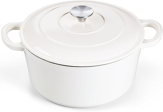 E-far Dutch Oven Pot with Lid, 5 Quart Enameled Cast Iron Round Dutch Oven by E-far