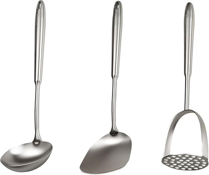 304 Professional Potato Masher, Stainless Steel Cooking Utensils Set, Mirror by Unknown