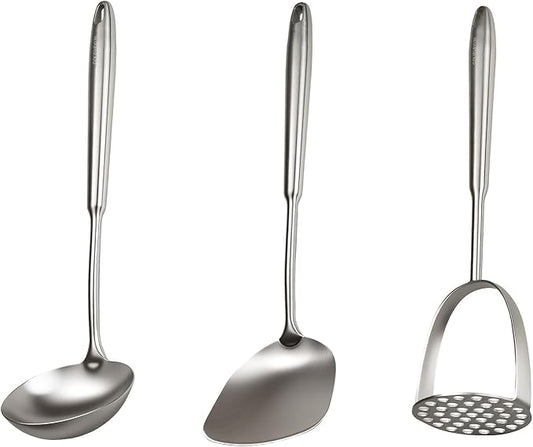 304 Professional Potato Masher, Stainless Steel Cooking Utensils Set, Mirror by Unknown