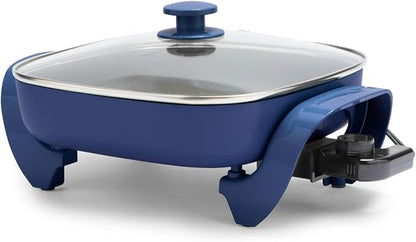 GreenLife 12" 5QT Square Electric Skillet, Glass Vented Lid, Ceramic PFAS-Free by GreenLife