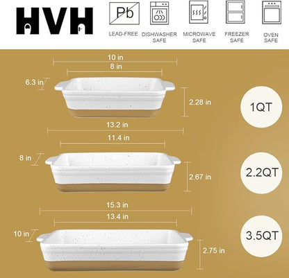 HVH Baking Dish Set, 9x13 Baking Dish, Large Casserole Dish Set, Ceramic - Image 4