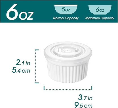 vancasso 6 oz Ramekins with Lid, Porcelain Creme Brulee Souffle Dishes - Image 2