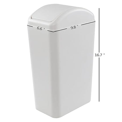 3.5 Gallons/14 Liter Small Trash Can, Plastic Swing Lid Garbage Bin，9.8" x 6.6" - Image 2